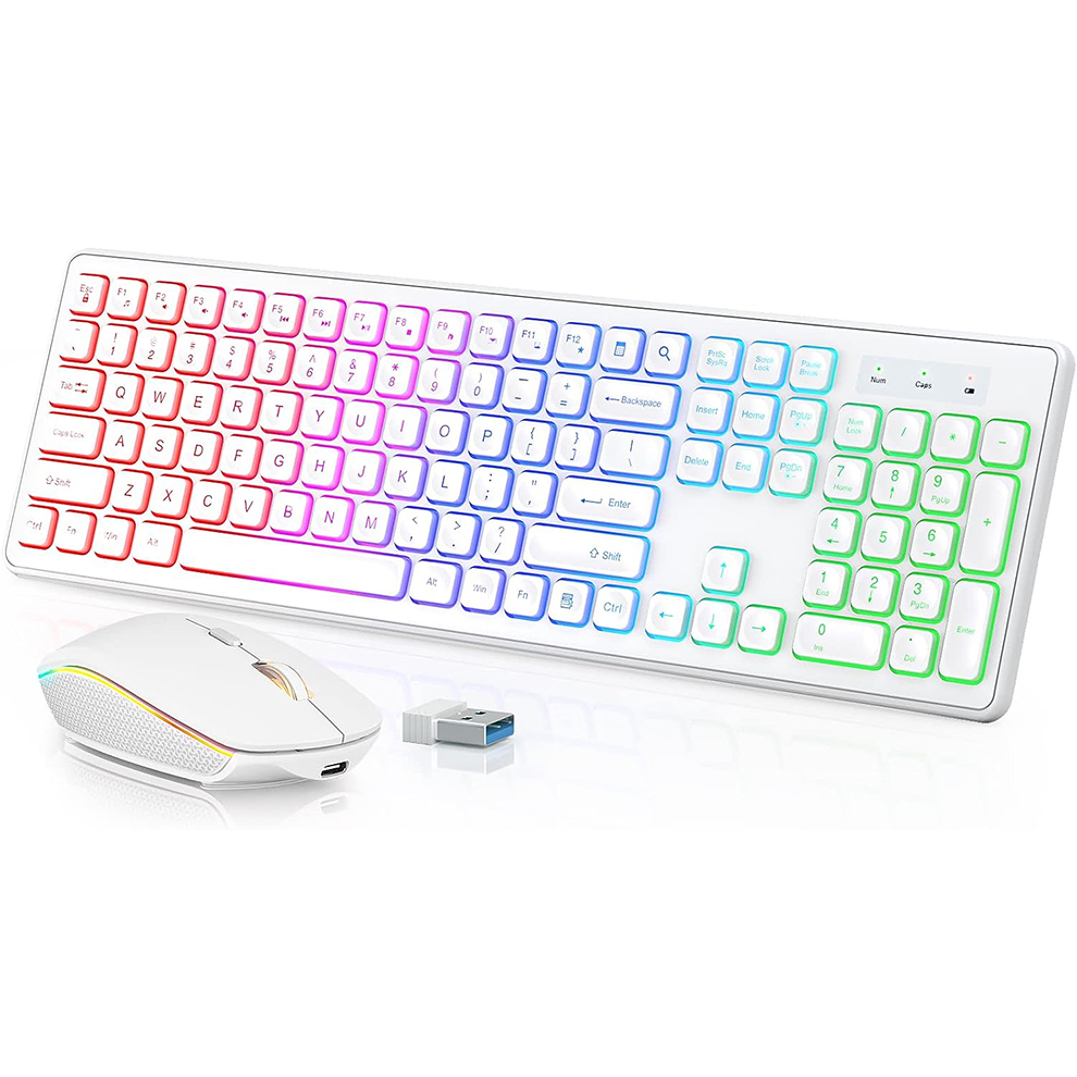 Laptop Accessories Combo - Teclado y ratón inalámbricos retroiluminados, teclas