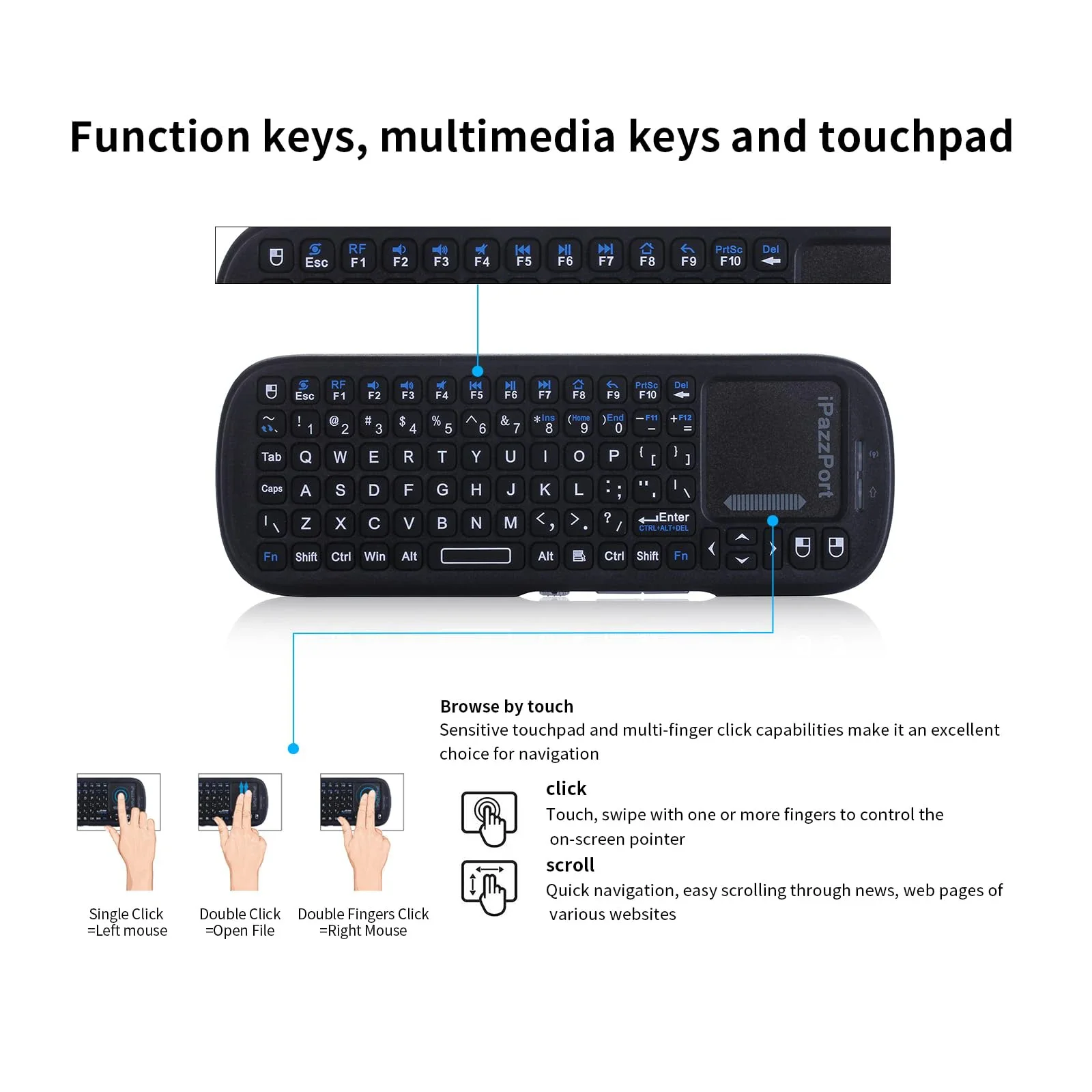 IPazzPort Mini teclado inalámb - Laptop Accessories Combo reseña y precio